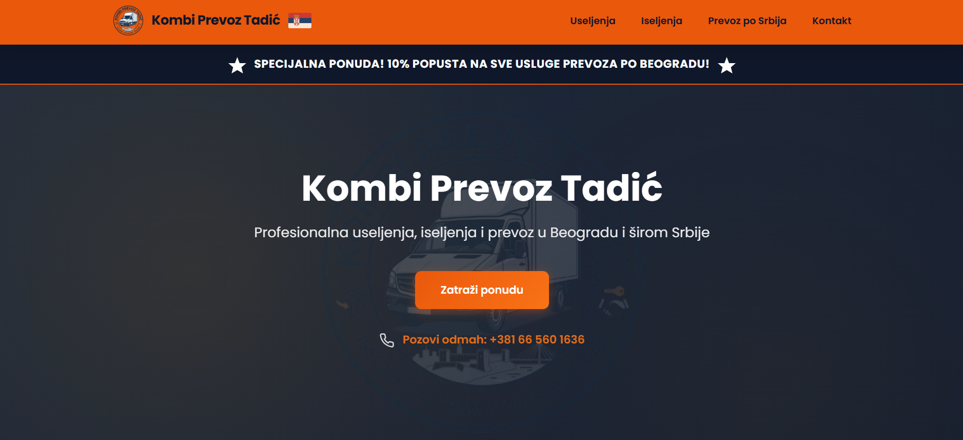 Kombi Prevoz Tadić website